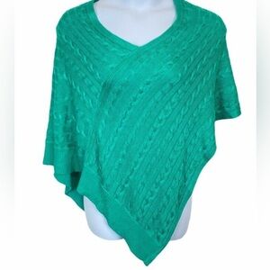 Lauren Ralph Lauren Green Cable Knit Poncho Sweater - Women | Color:
Green/Teal